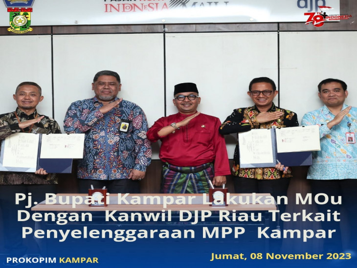 Penjabat Bupati Kampar Lakukan MoU Dengan Kanwil DJP Riau Terkait Penyelenggaraan MPP Kampar