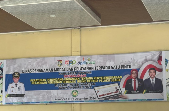 DPMPTSP Kabupaten Kampar Laksanakan Sosialisasi Peraturan Perundang-undangan Tentang Penyelenggaraan Pelayanan Perizinan Berbasis Risiko Kepada Pelaku Usaha di Kabupaten Kampar