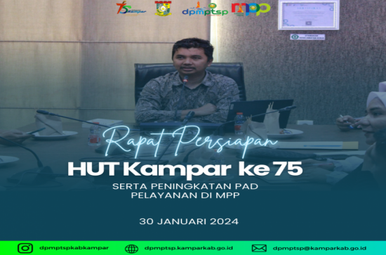 DPMPTSP Kabupaten Kampar Laksanakan Rapat Persiapan HUT Kab. Kampar ke-75 Serta Peningkatan PAD dan Pelayanan di MPP